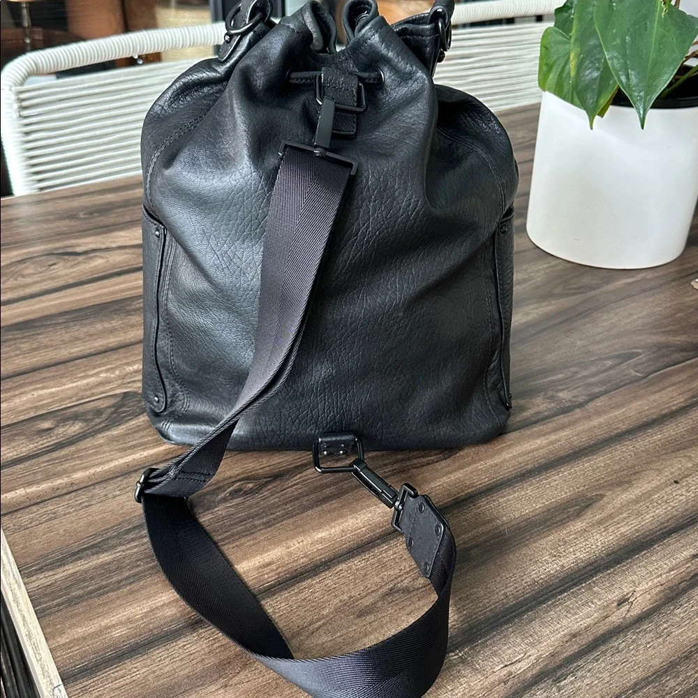 L.A.M.B. Black Leather Bucket Backpack - Picture 5 of 14